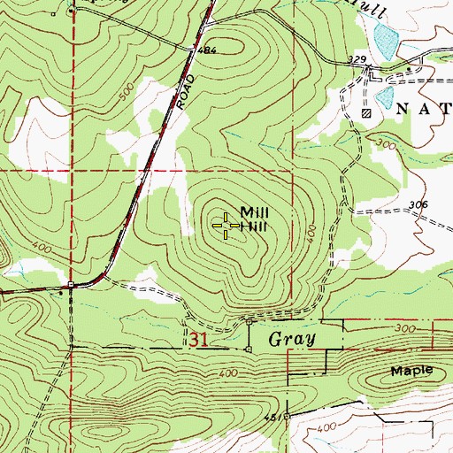 Topographic Map of Mill Hill, OR