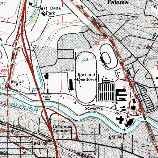 Topographic Map of Portland Meadows, OR