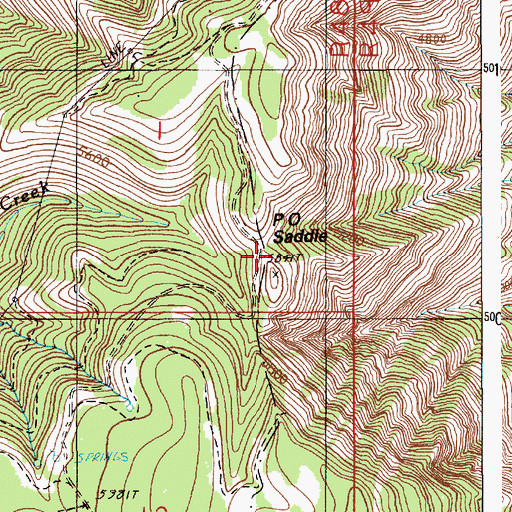Topographic Map of P O Saddle, OR