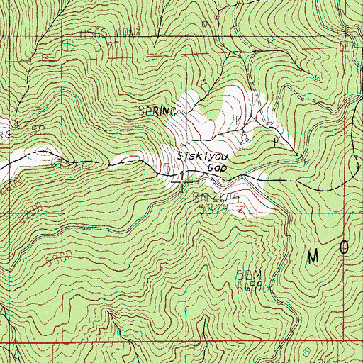 Topographic Map of Siskiyou Gap, OR