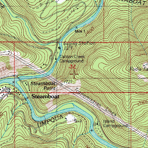 Topographic Map of Steamboat Point, OR