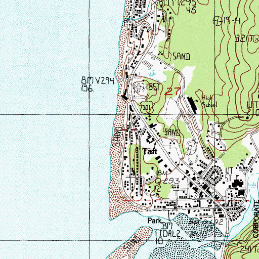 Topographic Map of Taft, OR