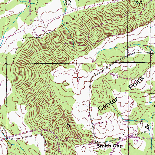 Topographic Map of Center Point, AL