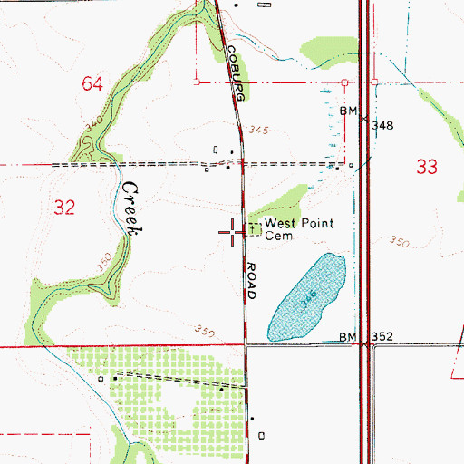 Topographic Map of West Point Cemetery, OR