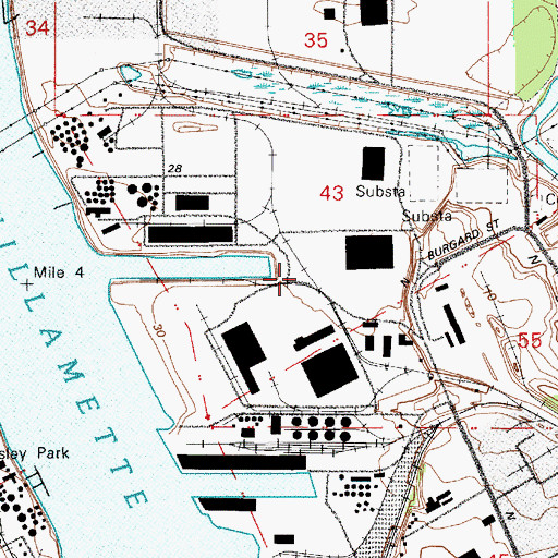 Topographic Map of Rivergate, OR