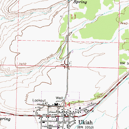 Topographic Map of Ukiah Cemetery, OR