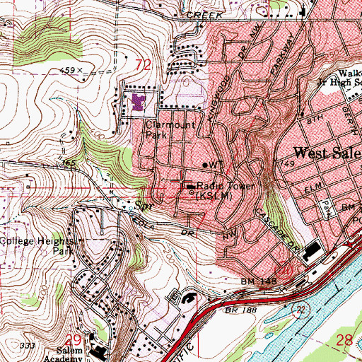 Topographic Map of KSLM-AM, OR