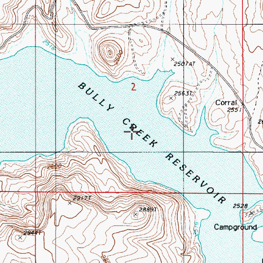 Topographic Map of Bully Creek Reservoir, OR