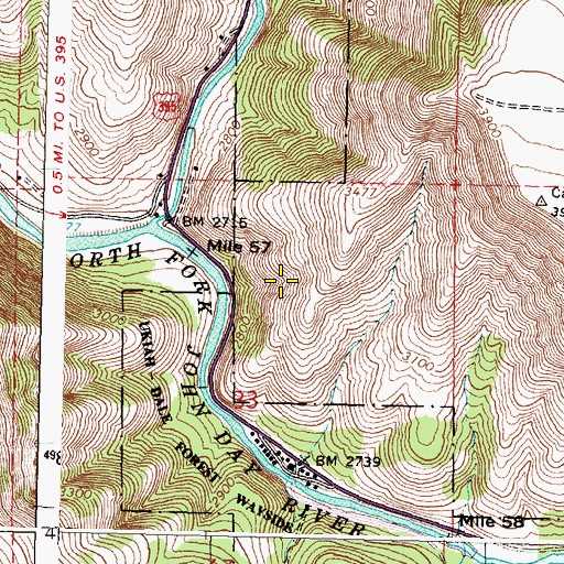 Topographic Map of Lonoley, OR
