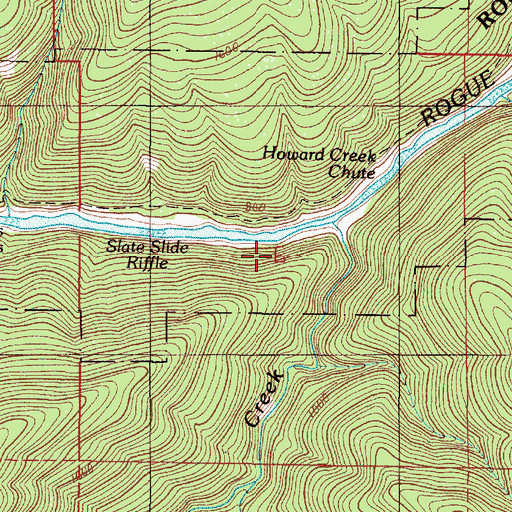 Topographic Map of Slim Pickins Rapid, OR