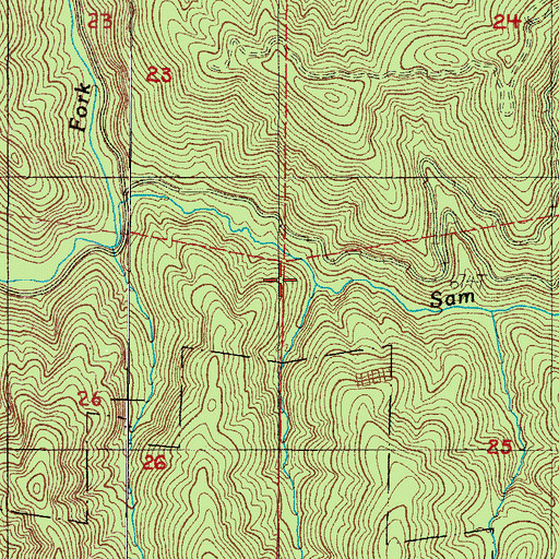 Topographic Map of Ruth Creek, OR