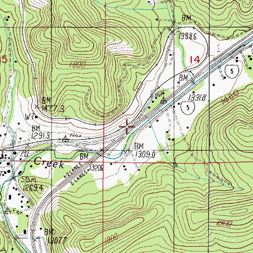 Topographic Map of Mount Creek, OR