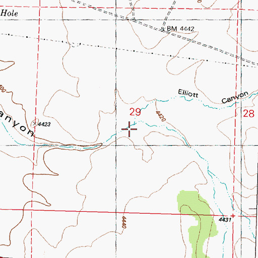 Topographic Map of Elliott Canyon, OR