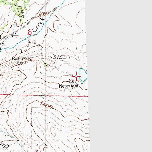 Topographic Map of Keys Reservoir, OR