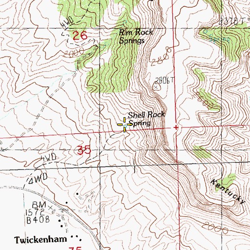 Topographic Map of Shell Rock Spring, OR