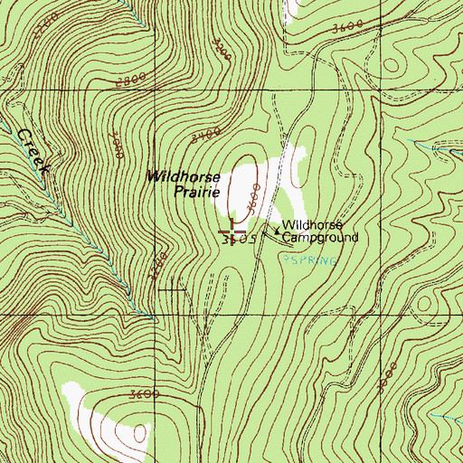 Topographic Map of Wildhorse Recreation Site, OR