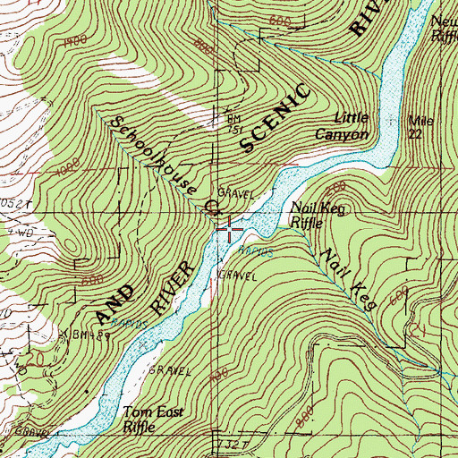 Topographic Map of Nail Keg Riffle, OR