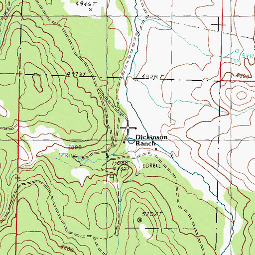 Topographic Map of Dickenson Ranch, OR