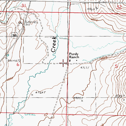 Topographic Map of Purdy Ranch, OR