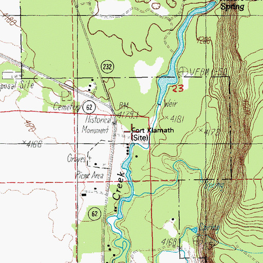 Topographic Map of Fort Klamath (historical), OR