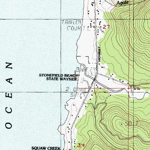 Topographic Map of Stonefield Beach State Recreation Site, OR