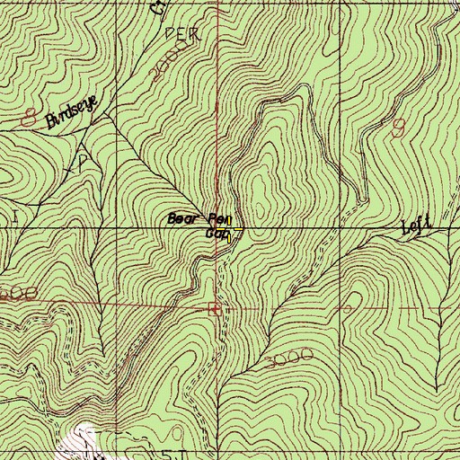 Topographic Map of Bear Pen Gap, OR