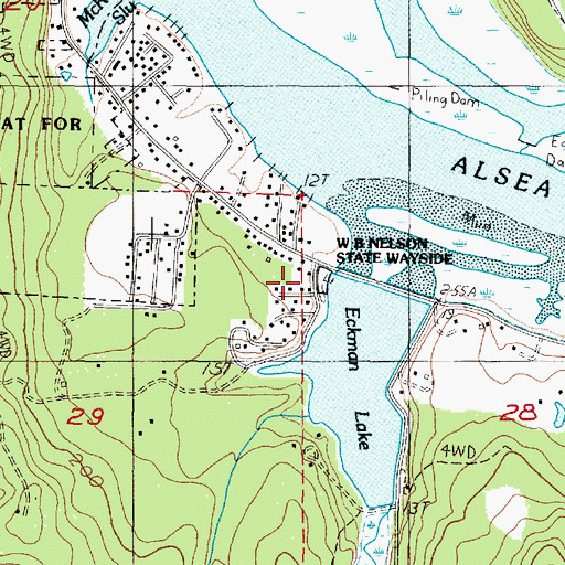 Topographic Map of W B Nelson State Recreation Site, OR