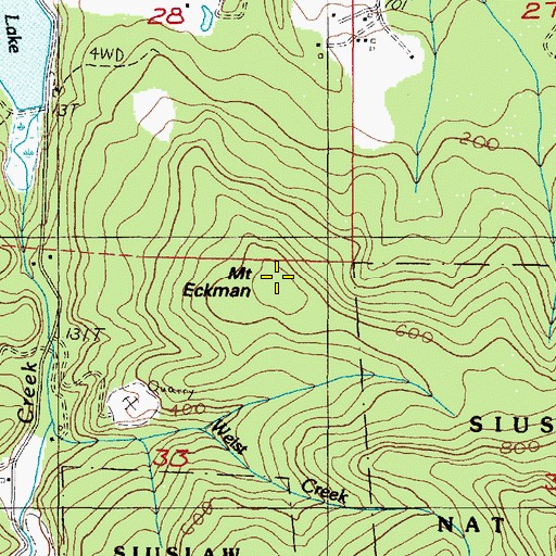Topographic Map of Mount Eckman, OR