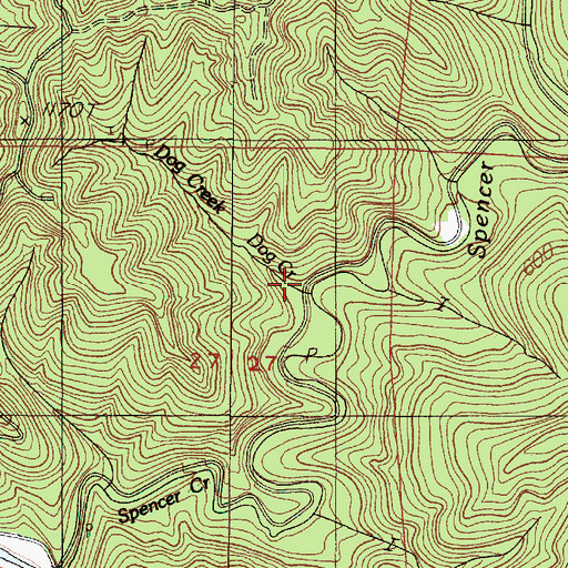 Topographic Map of Dog Creek, OR