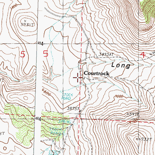 Topographic Map of Courtrock, OR