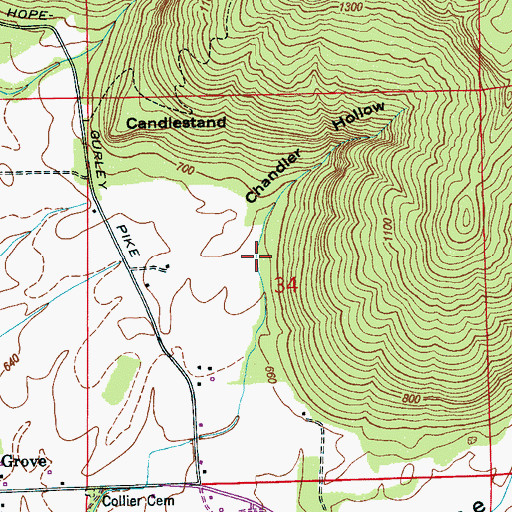 Topographic Map of Chandler Hollow, AL