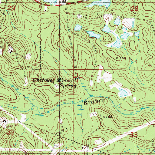 Topographic Map of Cherokee Mineral Springs, AL
