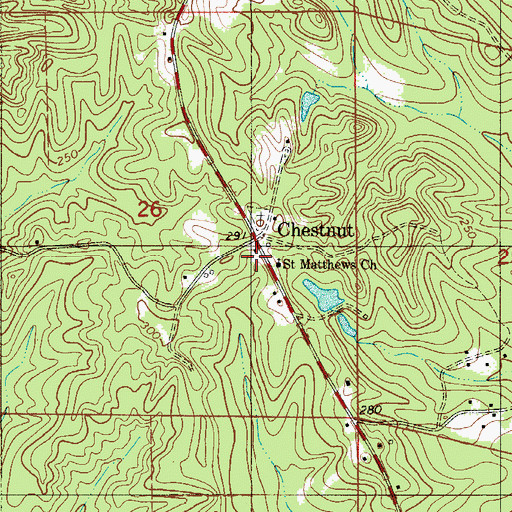 Topographic Map of Chestnut, AL