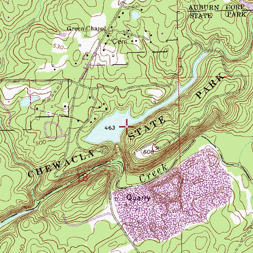 Topographic Map of Chewacla State Park, AL