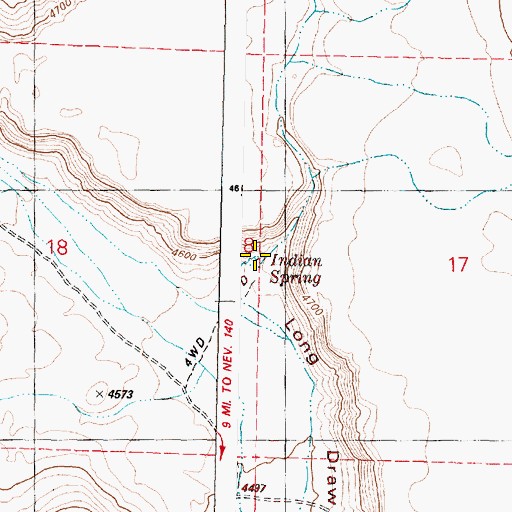 Topographic Map of Indian Spring, OR