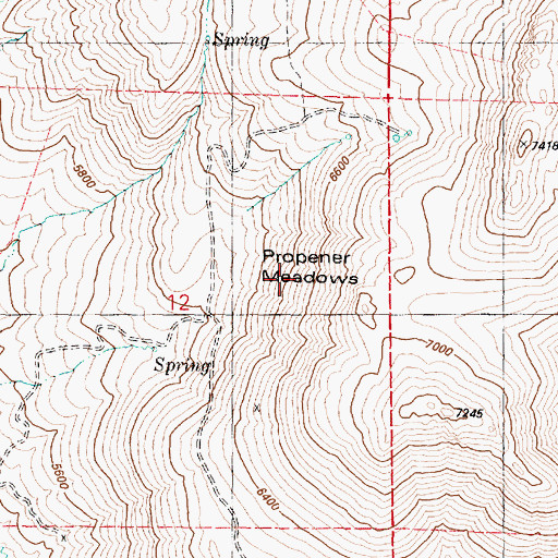 Topographic Map of Propeller Meadows, OR