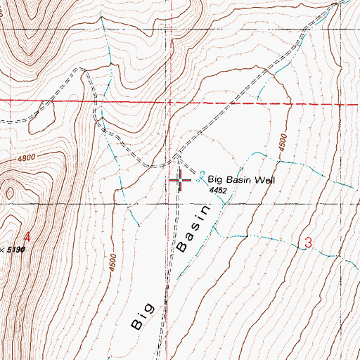 Topographic Map of Big Basin Well, OR