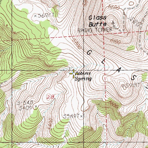Topographic Map of Robins Spring, OR