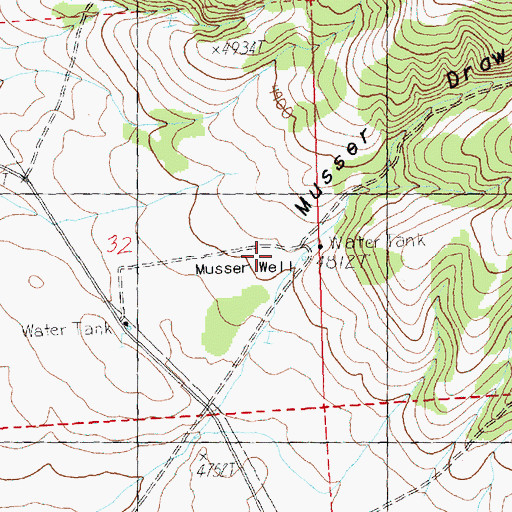 Topographic Map of Musser Draw, OR