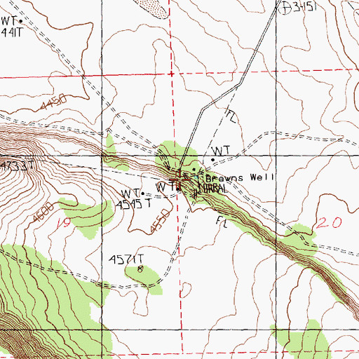 Topographic Map of Browns Well, OR