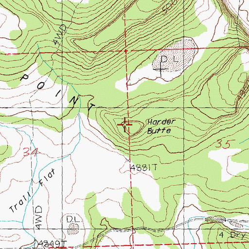 Topographic Map of Harder Butte, OR
