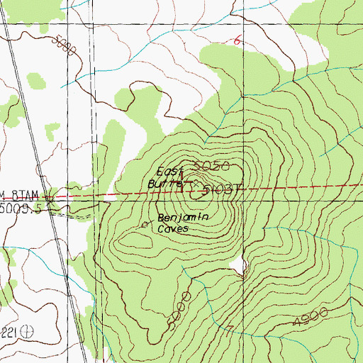 Topographic Map of East Butte, OR