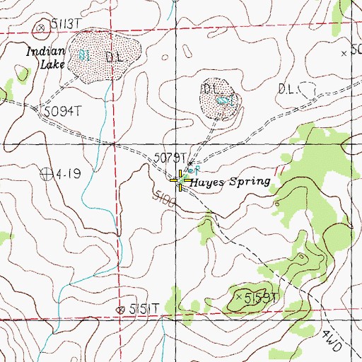Topographic Map of Hayes Spring, OR