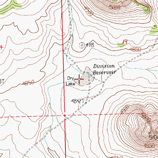 Topographic Map of Division Reservoir, OR