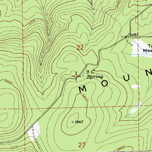 Topographic Map of Three C Spring, OR