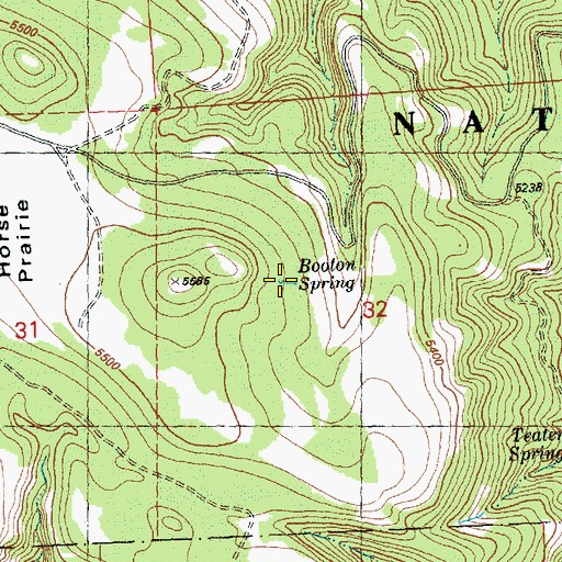 Topographic Map of Booton Spring, OR