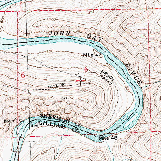 Topographic Map of Taylor Grade, OR