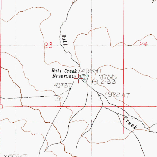 Topographic Map of Bull Creek Reservoir, OR