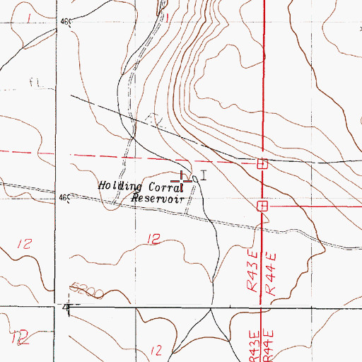 Topographic Map of Holding Corral Reservoir, OR