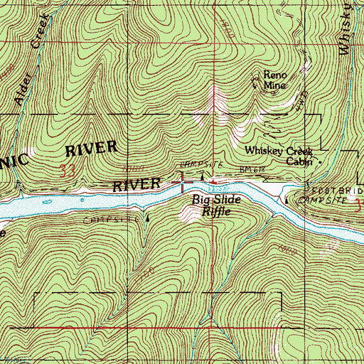 Topographic Map of Big Slide Campground, OR